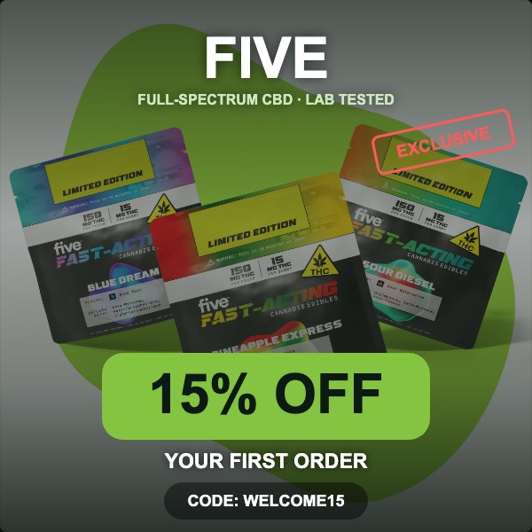 Five CBD products - 15% off your first order